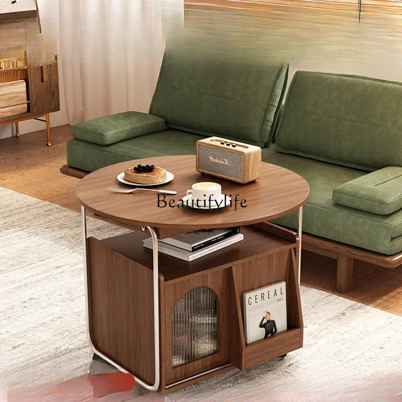 Nordic wabi-sabi wind coffee table living room mobile tea table foldable balcony simple small tea table