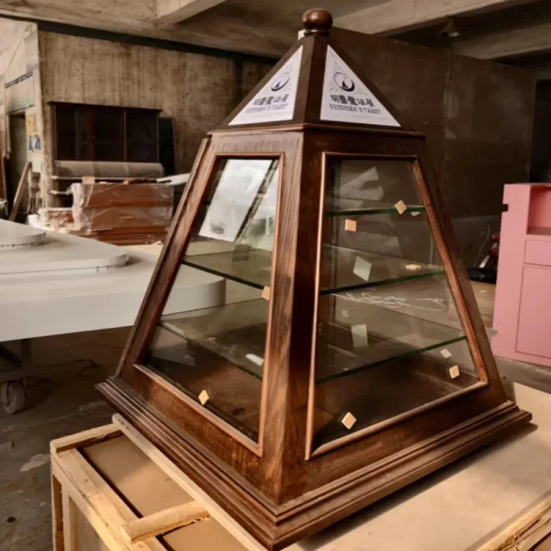 custom.Vintage-Inspired Jewelry Display Cabinet with LED Lighting Unique and Eye-Catching Showcase