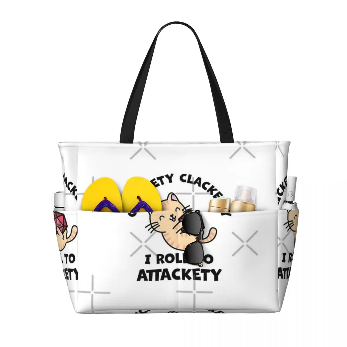 Clichety Clackety I Roll To Attackety borsa da viaggio da spiaggia, Tote Bag alla moda grande capacità fuori regalo di compleanno modello MultiStyle