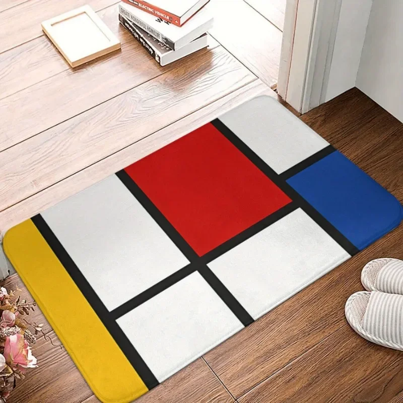 Mondrian style non-slip door mat, kitchen mat, entrance carpet, bedroom decoration, machine washable, home decoration