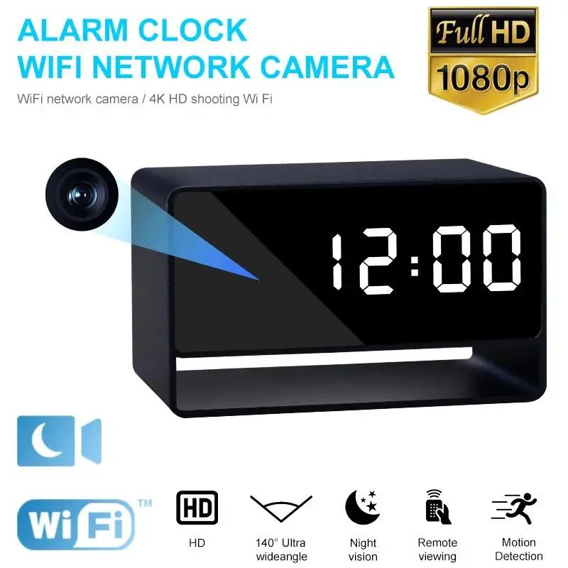 Wifi Mini Alarm Clock Camera 1080P HD APP Wireless IR Night Vision DVR Motion Detection Surveillance Security Recorder Monitor