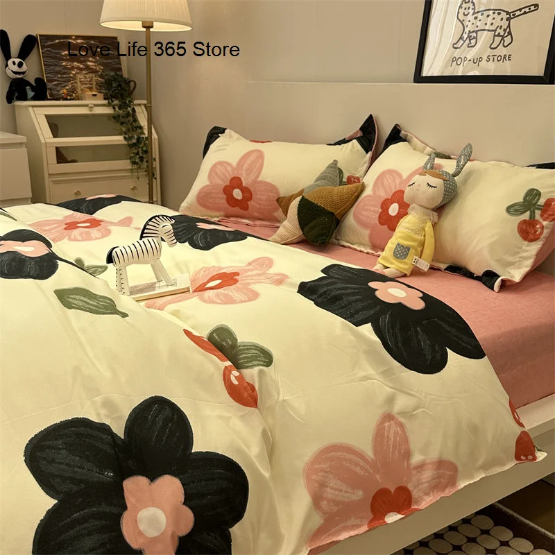 Pastoral Ins Style Floral Duvet Cover Bed Sheet Pillowcase Twin Full Queen Size Four Pieces Bedding Set Kids Girls Home Decor