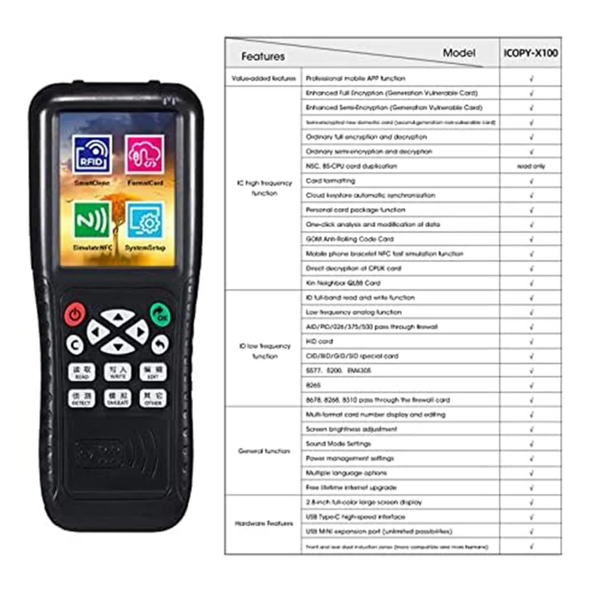 Rfid Duplicator Copier Writer Decode Function Smart Card Key Machine RFID NFC Copier IC ID Reader Writer