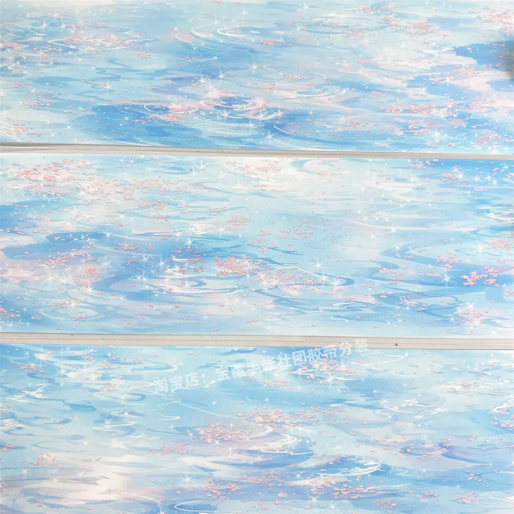 

Декоративная лента Washi Journal Y51: плавающие световые тени, водные цветы, синие цветы, винтажный дизайн, PET-стикеры для скрапбукинга и коллажей