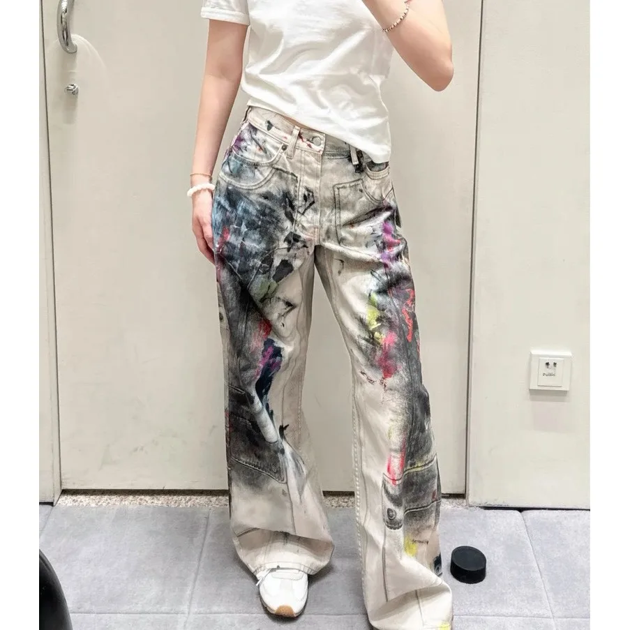 

Digital Printing 3D fiti Long Jeans Straight Leg Denim Couple Sle Casual Cotton Pants Unbranded Youth Faion