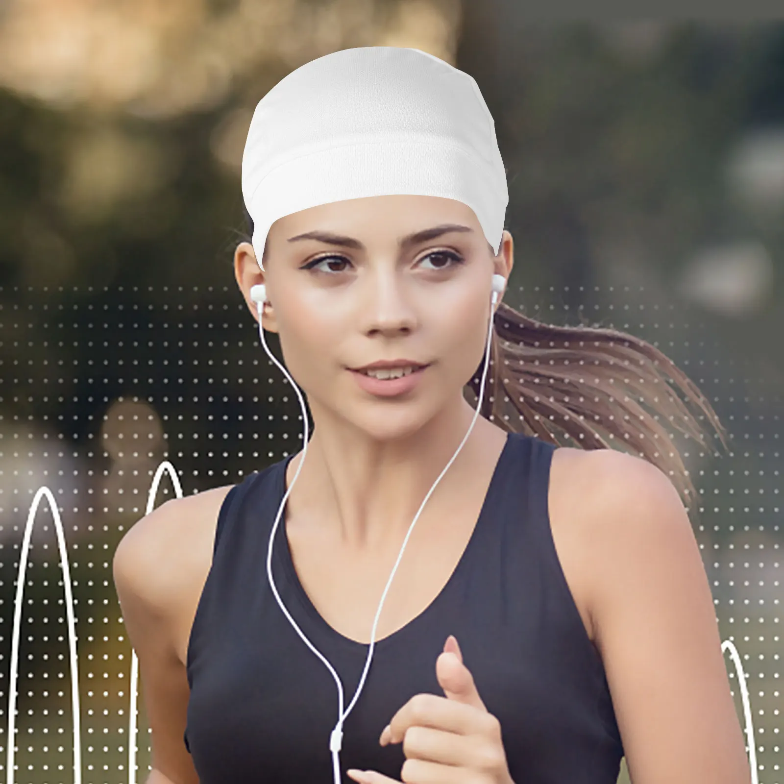 

Headband Quick-drying Inner Lining Cap Woman Sports Skull Wrap Biking Cycling Sweatband