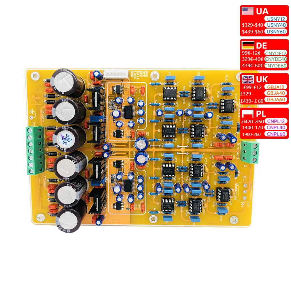 Dual PCM1794 Decoder Board Balanced Single-ended Output