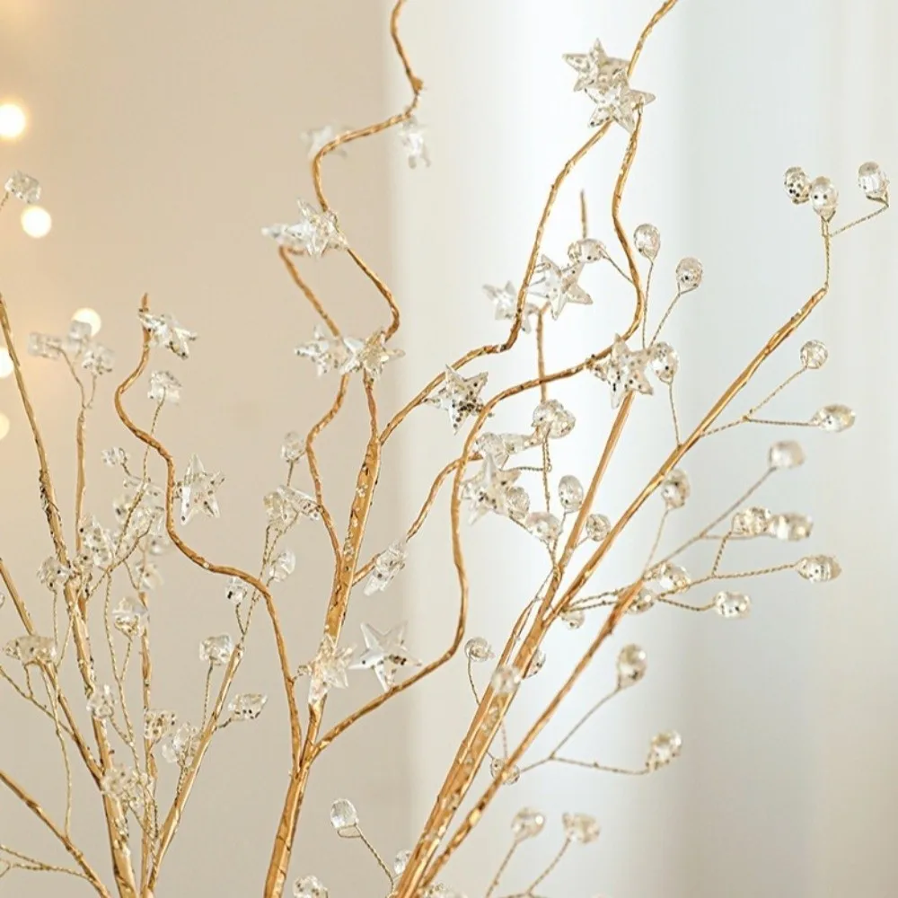 New Transparent Bead Crystal Tree Branches Sparkling DIY Crystal Bud Branches Pentagram Xmas Tree Ornament Christmas Decoration