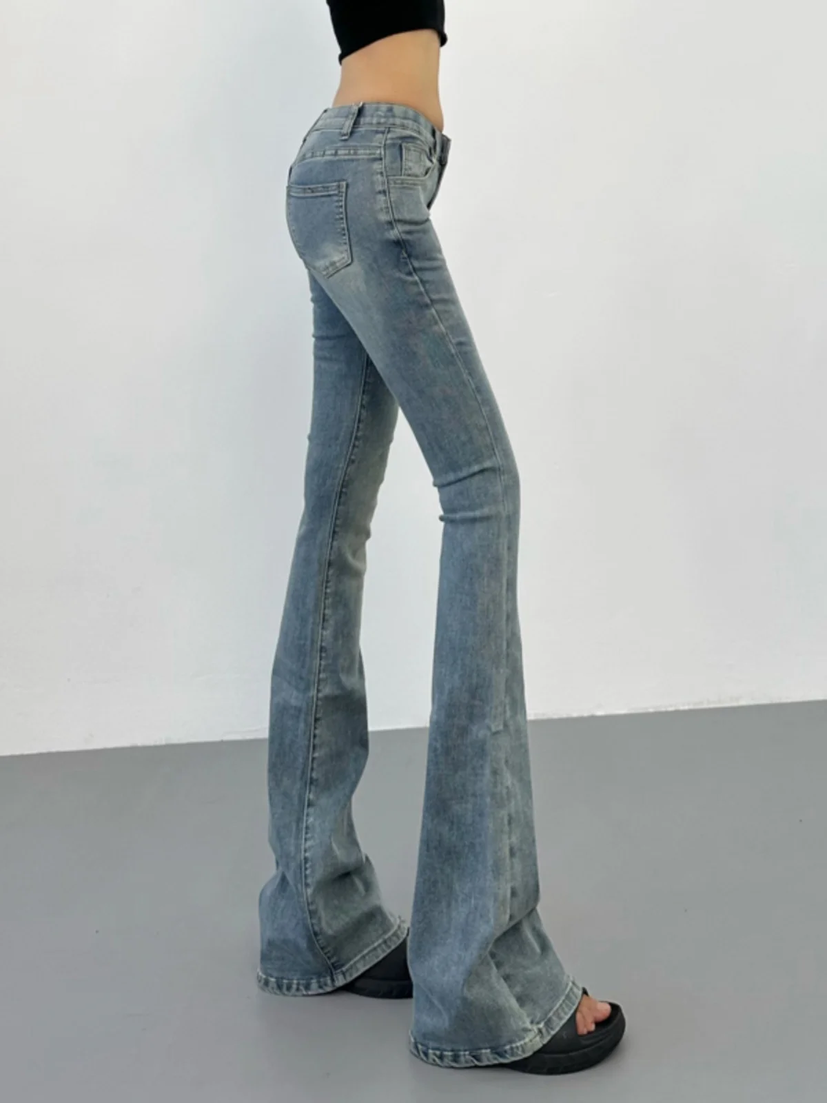 Jeans de Campana de Cintura Baja y Corte Ajustado, Estilo Americano, para Mujer, que Realzan la Cintura y las Cas, Pl...