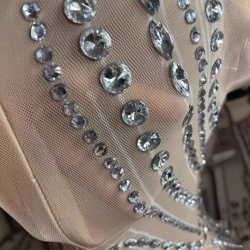 Costume scintillante diamante cristallo manica lunga ballo di fine anno abito da bar abiti da sera festa luxuosos abiti da occasione formale