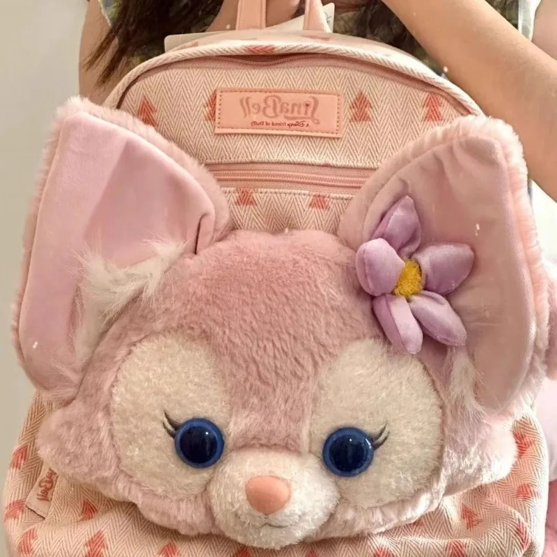 Disney lina belle novo estilo mochila de pelúcia bonito peludo raposa estudante saco escolar dos desenhos animados presente boa aparência enviar para namorada