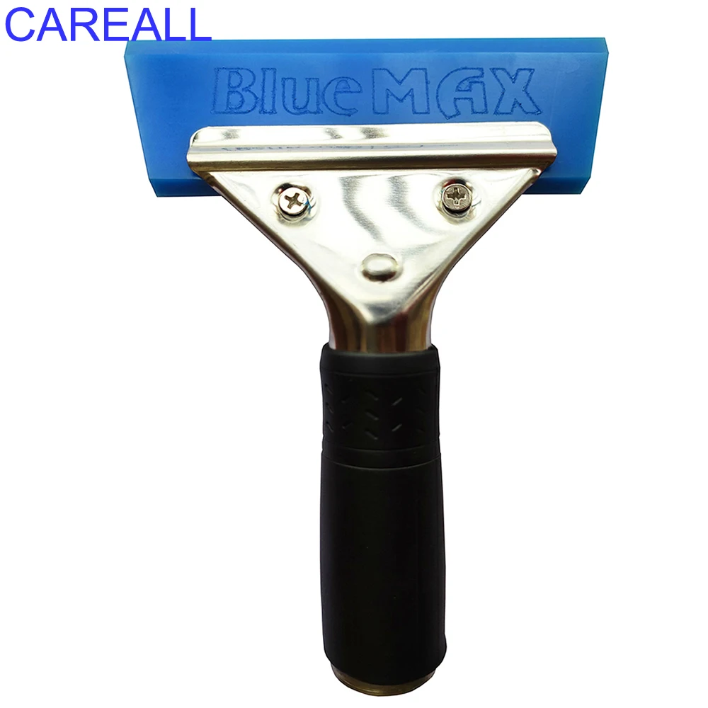 CAREALL-escobilla de goma suave con mango para coche, espátula de fibra de carbono, limpiaparabrisas de agua, color azul, con envoltura de vinilo,