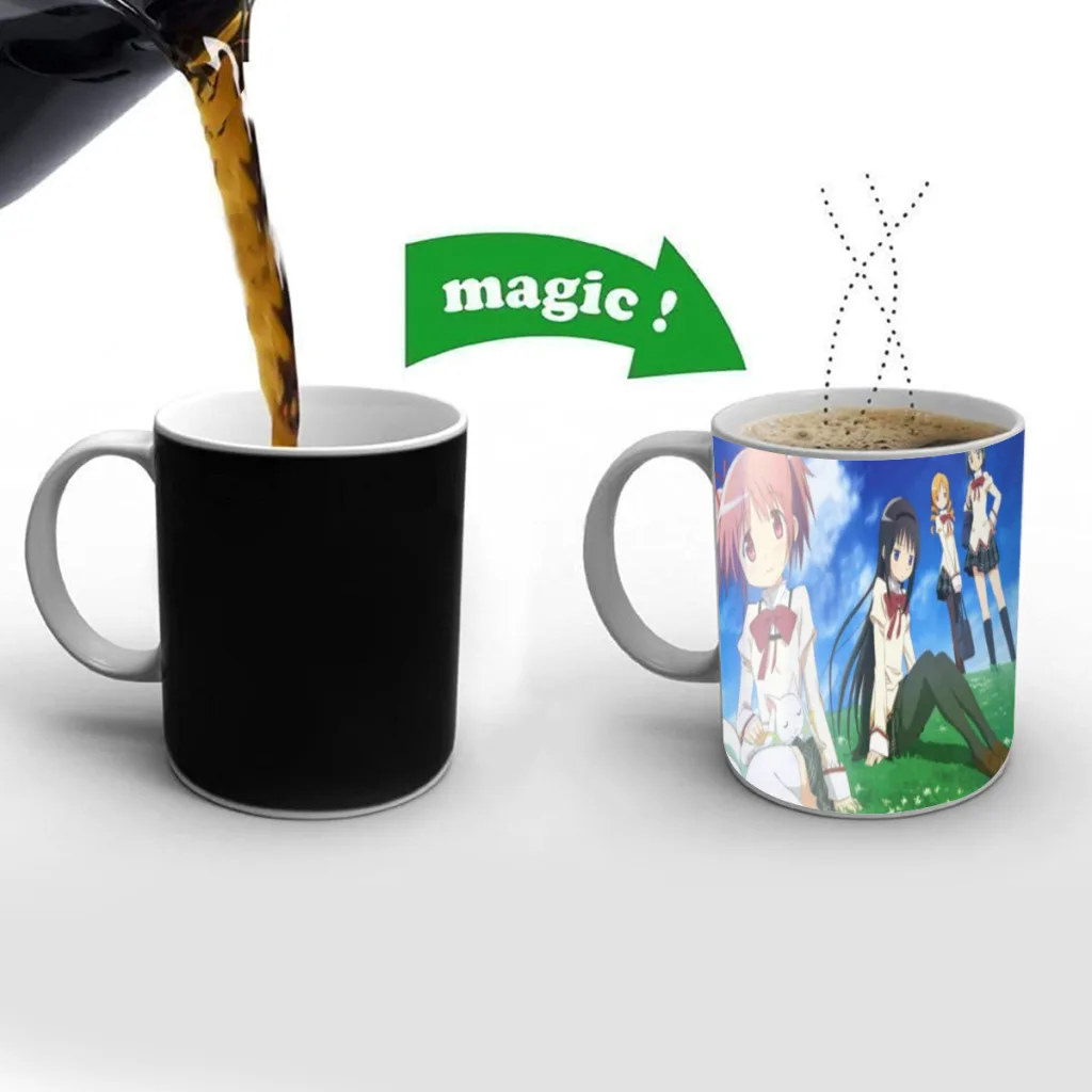 Puella Magi Madoka Magica Cartoon Manga Coffee Mugs Creativ Color Changing Milk Tea Cup Ceramic Magic Heat Sensitive Mug