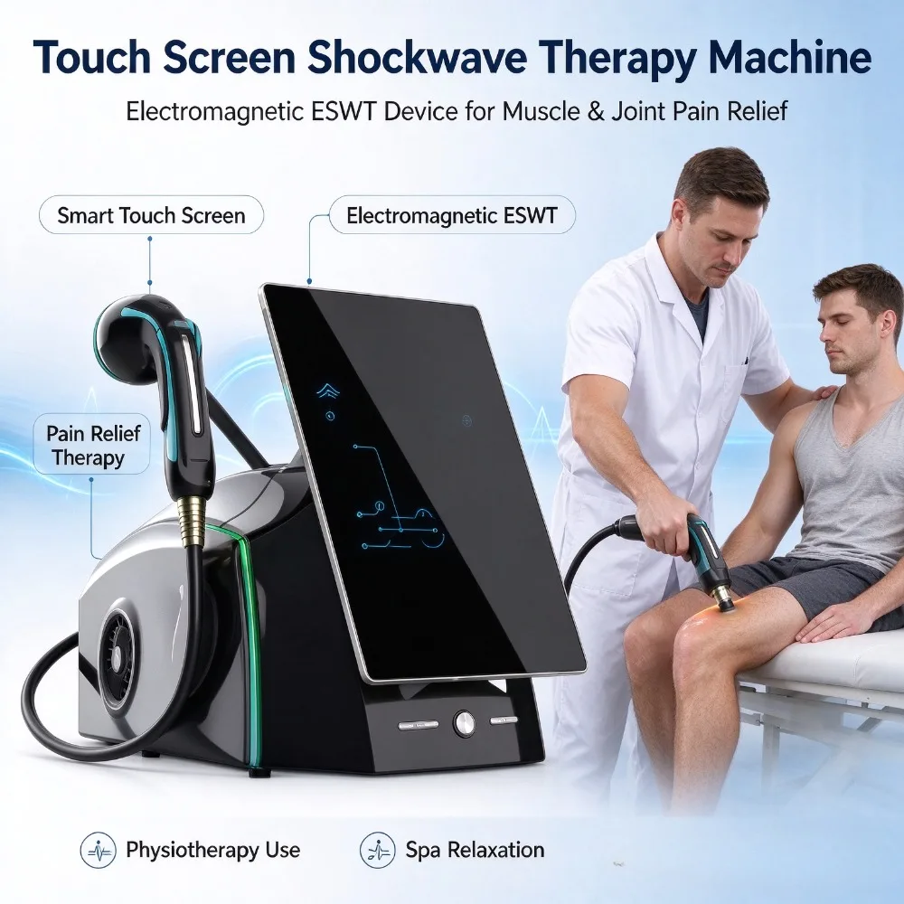 Touch Screen Shock Wave Therapy Machine, Electromagnetic Shockwave Equipment for Physiotherapy, Pain Management & Spa Relaxation