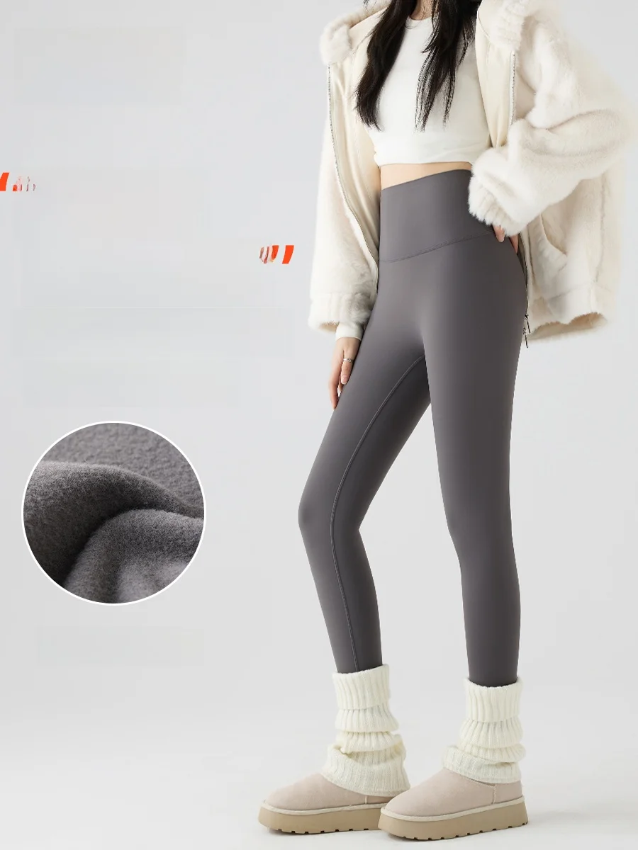 

Thiened Fce arkskin Yoga Pants Women's Autumn Winter Warm Fitn Pilates Exercise Base Layer Trousers High Waist Long...