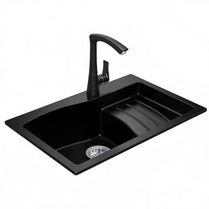 Large Rectangular Matte Black Kitchen Sink Single Bowl Deep Dish Stainless Steel Washing Basin for Vegetable Cleaning