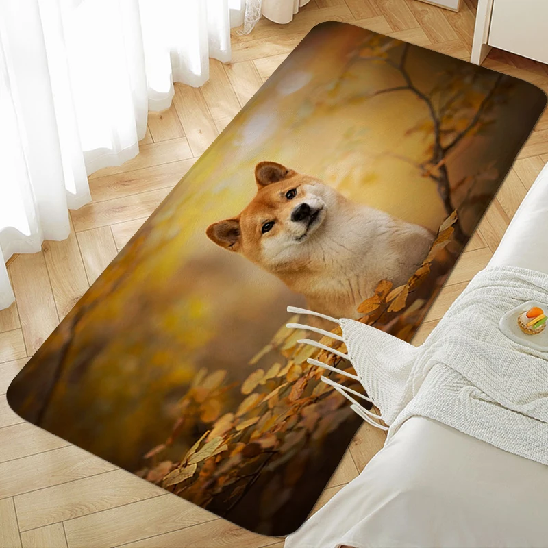 

Kitchen Carpet Shiba Inu Bedroom Non Slip Carpet for Home Entrance Non-slip Mat Room Rug Aesthetic Doormat Entrance Door Bathmat