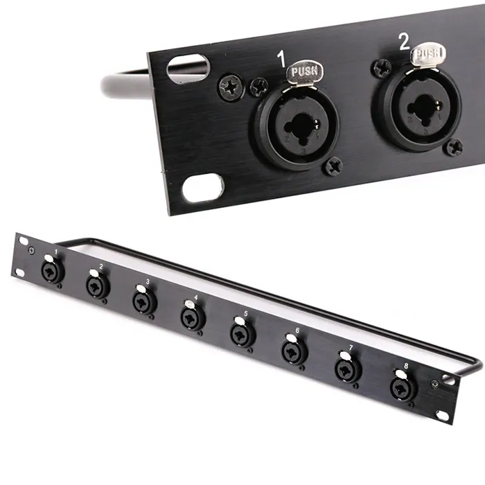 8 12 16 vias 8 portas rack remendo painel 1u gabinete alto-falante conector canon caso de vôo montagem para alto-falante speakon conector metal
