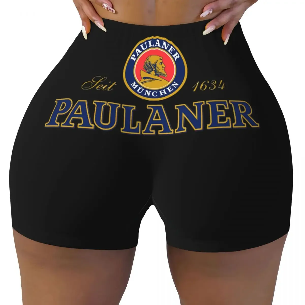 Custom Paulaner Munchen Women Gym Workout Running Shorts Athletic Volleyball Biker Yoga Shorts