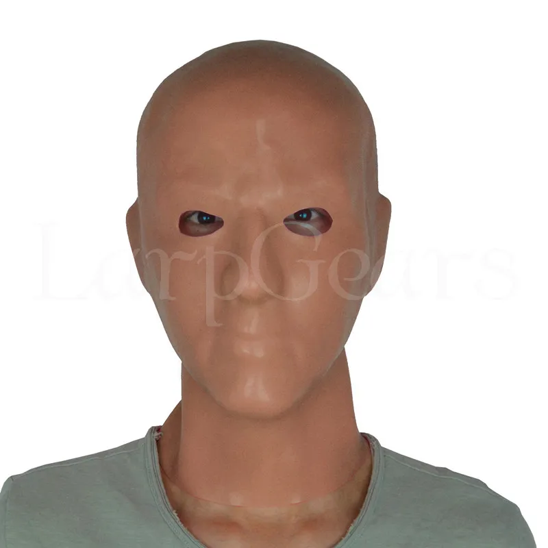 Nuova maschera per il viso da uomo in lattice di gomma maschera umana in lattice modellata 3D (adatta a 59-63cm) occhi aperti