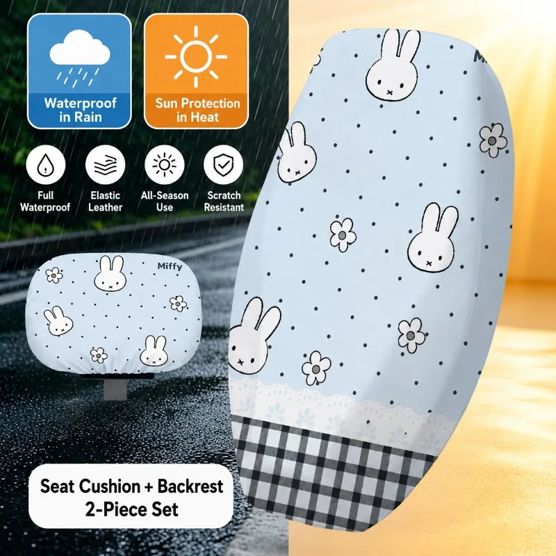 Hot Miffy Universal Electric Bike Seat Cover Waterproof Sun-Resistant Saddle Protector for E-Bike Scooter Motorcycle Fun Design