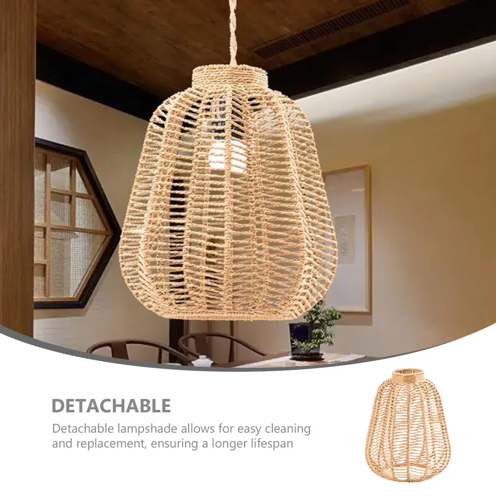 

Vintage Woven Lamp Shade Chandelier Hanging Light Cover Detachable Decorative Ceiling Pendant Replacement Large Home Use