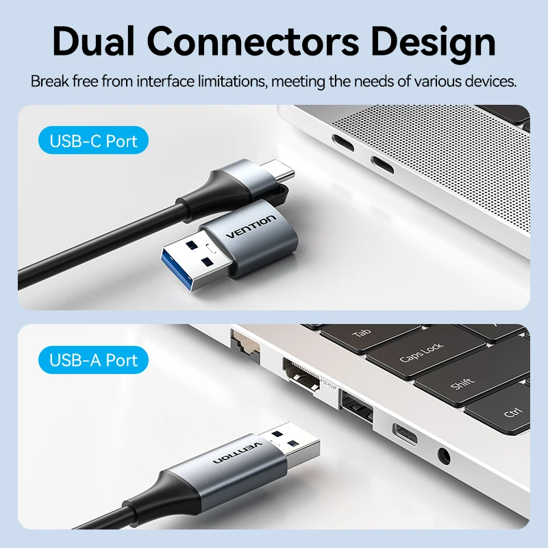 Vention 2 in 1 USB Ethernet Adapter for Macbook Laptop 1000Mbps RJ45 Patch Adapter for iPhone 16 15 iPad USB Type C Network Card