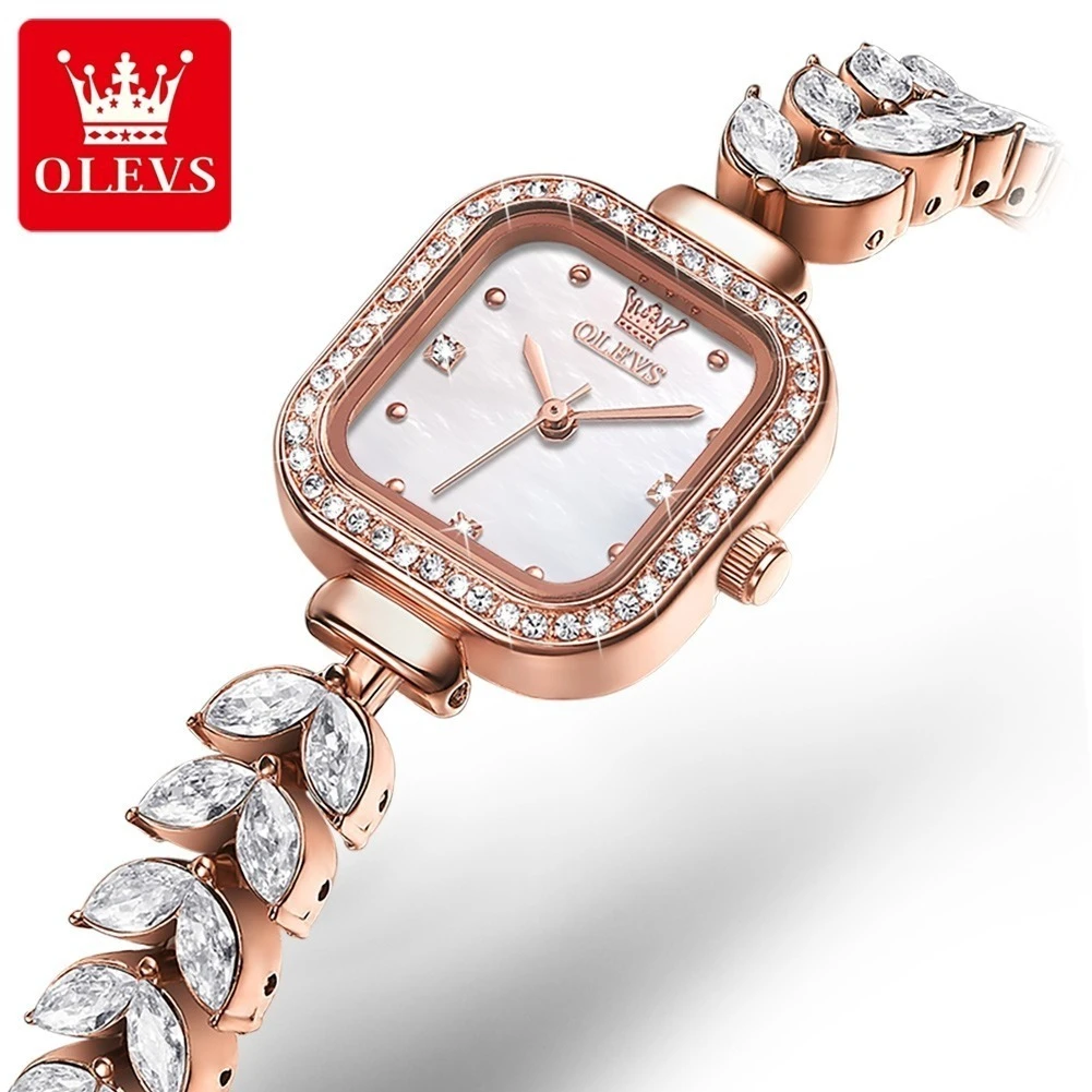 

OLEVS 9987 Quartz Fashion Watch Gift Square-dial Stainless Steel Watchband