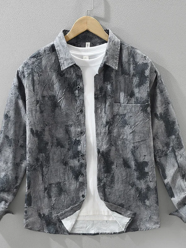 

Повседневная мужская длинная све irt Tie Dye камуфляжный дизайн свободного покроя из полиэстера и эластичного волокна весенне-осенняя модная верхняя одежда