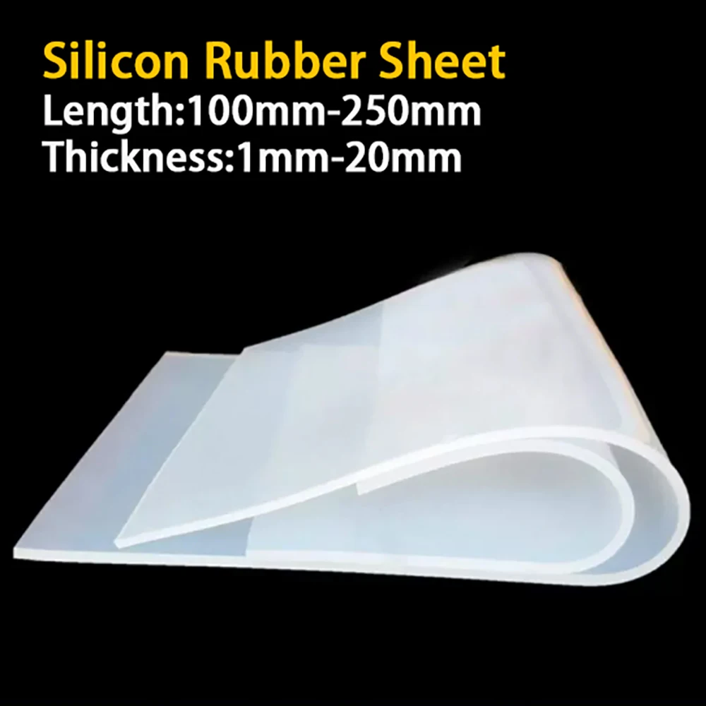 White Silicone Rubber Sheet Transparent Square Silicone Gasket Food Grade Sealing Element Length 100mm-250mm Thick 1mm-20mm