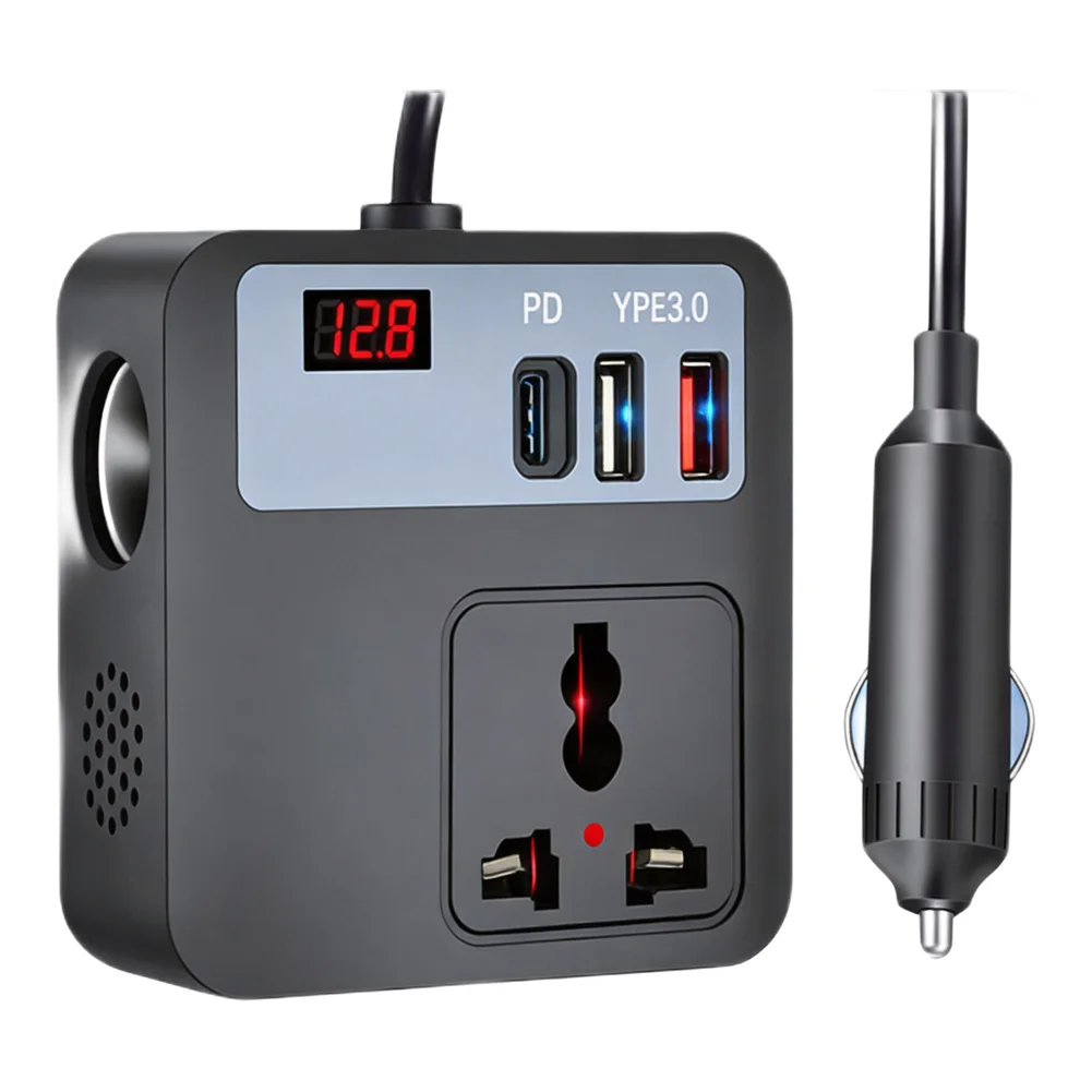 Digital Display 200W Car Inverter With DC 12V To 220V Power Converter & Multiple USB Ports For In-Car Electronic Devices
