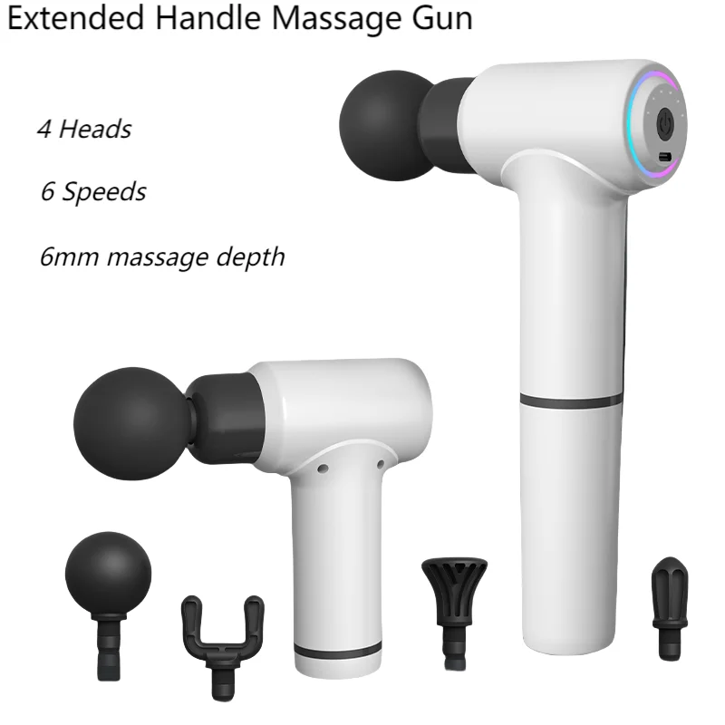 Pistolet de massage professionnel à poignée arc-en-ciel, 6 vitesses, 4 têtes, tissus profonds, masseur musculaire, appareil ménager longue durée, odorFascia