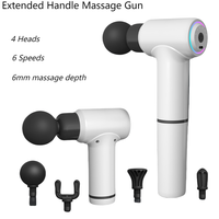 Extended Handle Professional Massage Gun 6 Gears 4 heads Deep Tissues Muscle Massager Long Life Home Appliance Fascia Gun