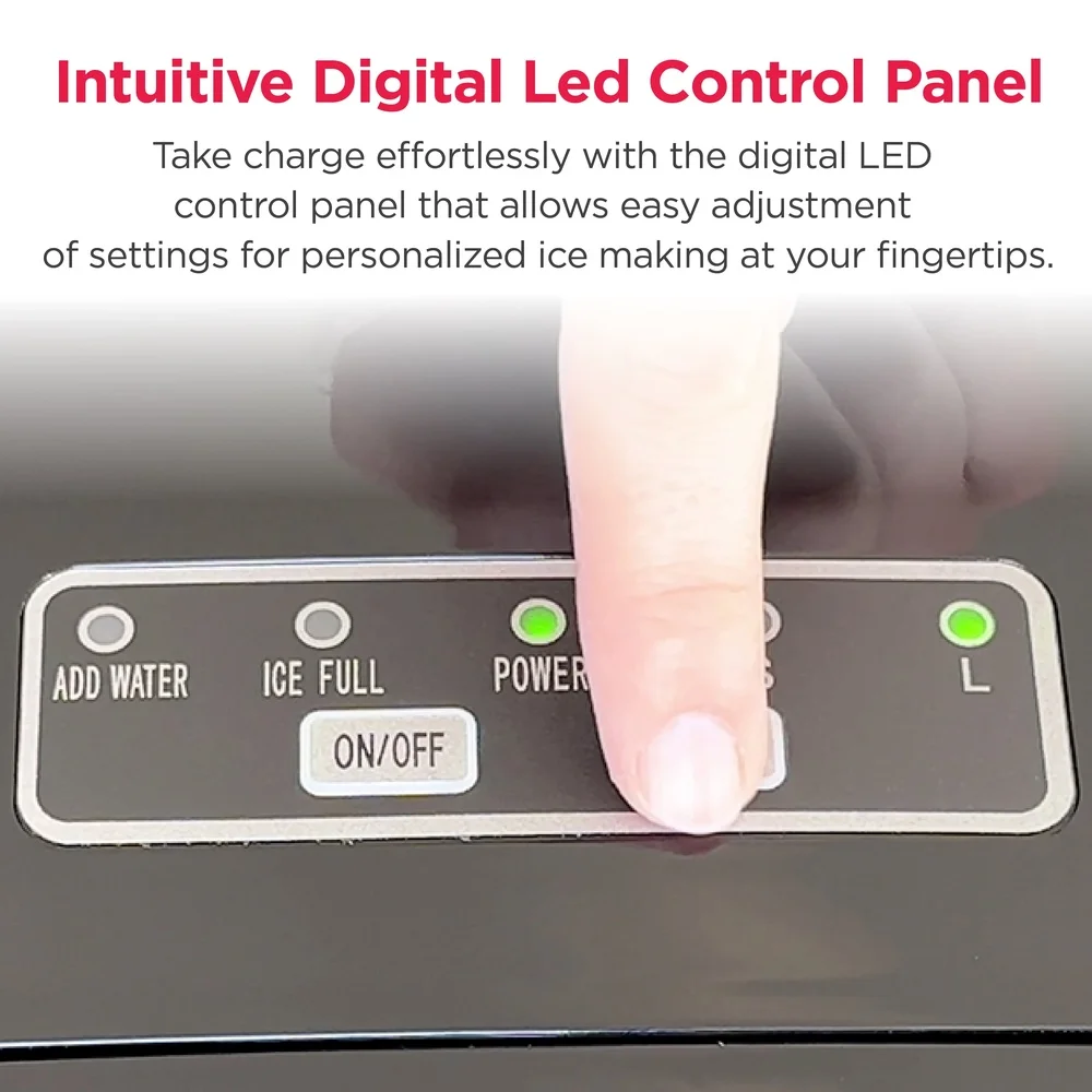 Compact Stainless Steel Countertop Ice Maker 26 lb Daily Capacity Fast Ice Production Digital Control Easy Maintenance with Ice