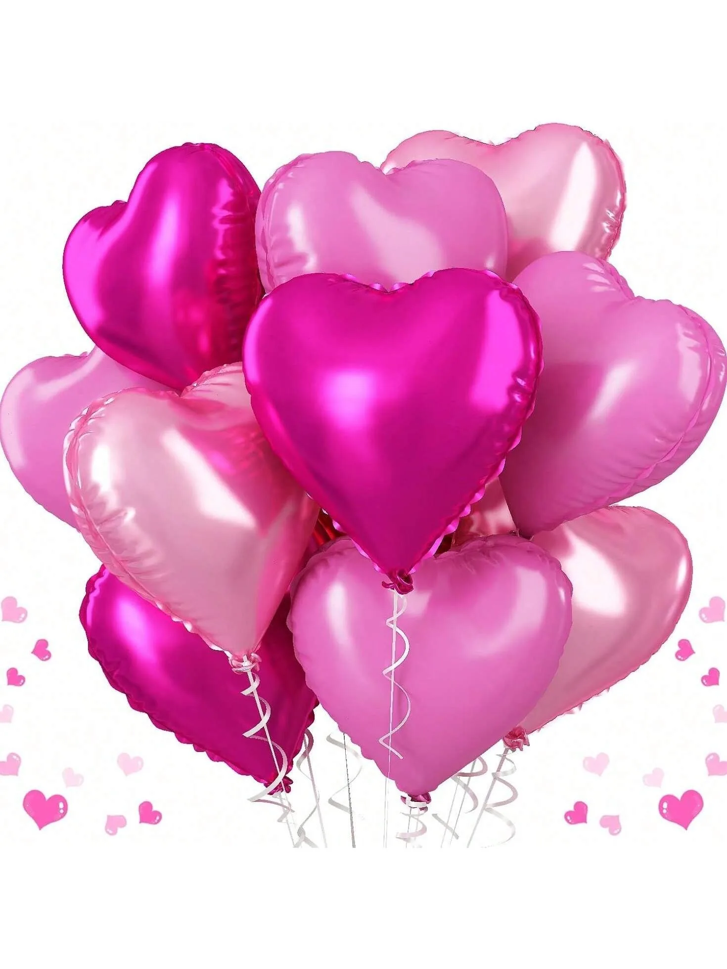 Hot Pink Heart Foil Balloons Magenta Light Pink Heart‑Shaped Balloons for Valentine Wedding Birthday Party Anniversary Decor