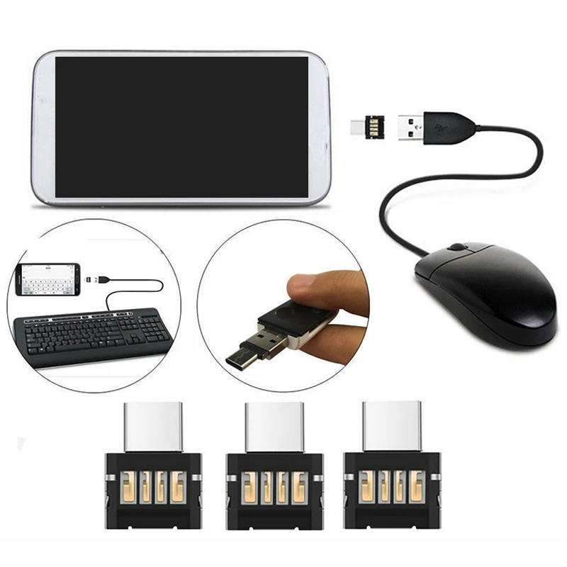 Tipo C para USB OTG Conector Adaptador, USB-C 3.1, Suportes para Smartphone Ativado, USB Flash Drive, 10pcs