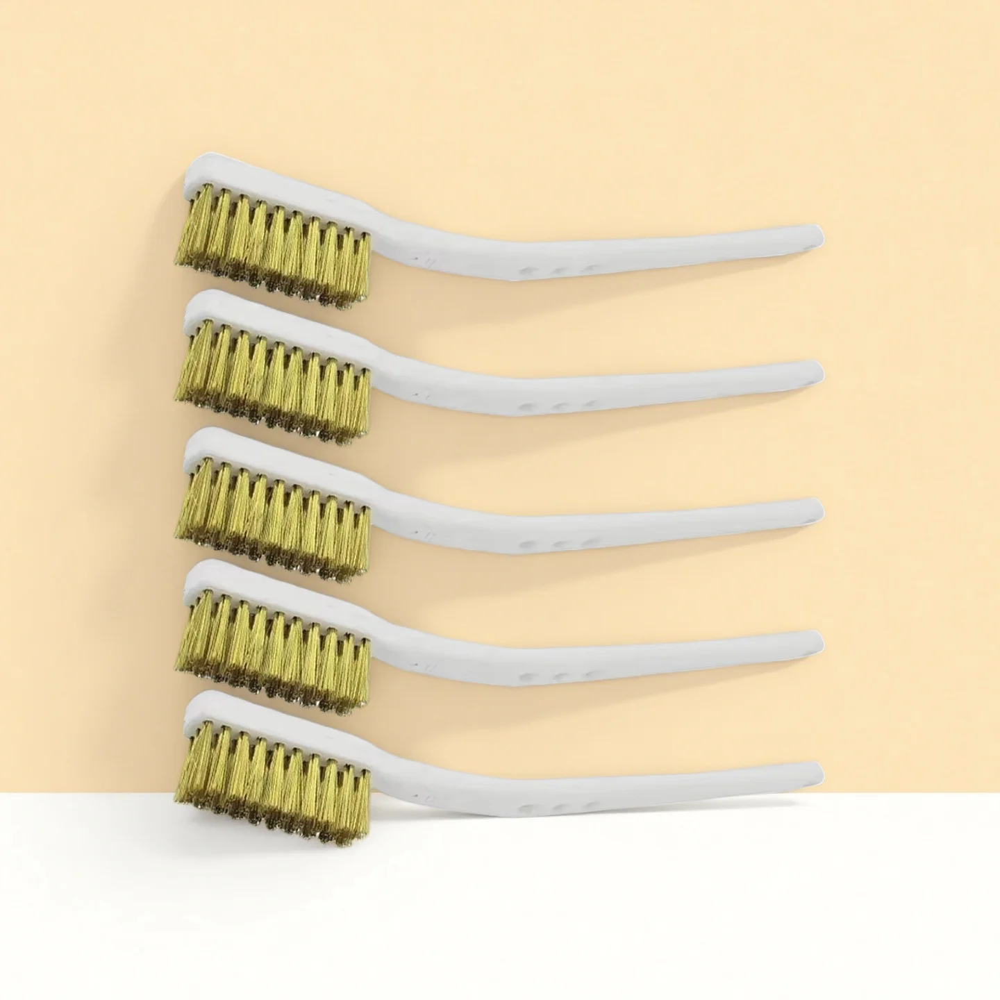 5Pcs 175mm Brass Wire Brush Mini Paint Rust Remover Steel Wire Brushes Industrial Metal Polishing Burring Cleaning Brush