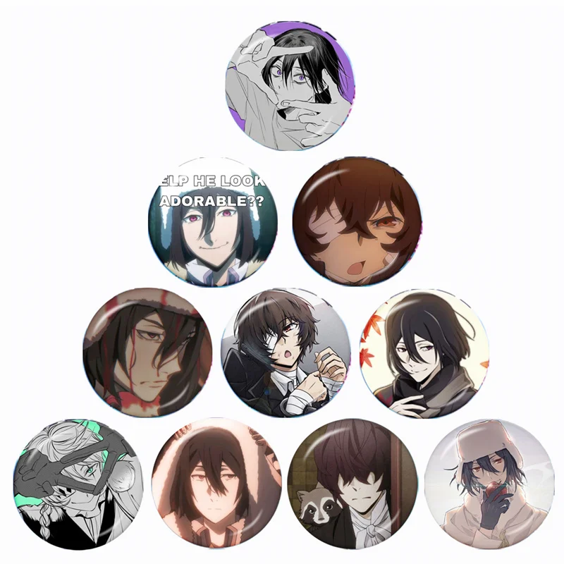 Anime Bungo Stray Dogs 10Pcs 12mm/14mm/16mm/18mm/20mm/25mm/30mm Round Photo Glass Cabochon Demo Flat Back Making Finding