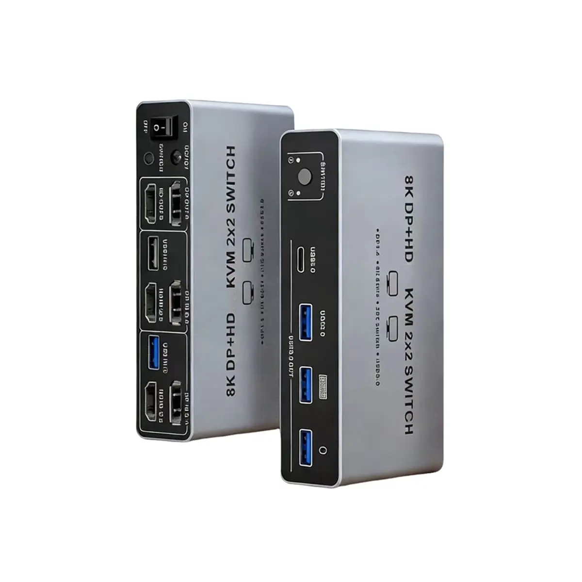 TCE 8K DP+-Compatible KVM 2x2 Switch Dual-Screen 2-in-2-Out Switcher for Laptop/PC Share Monitor Keyboard Mouse EU Plug