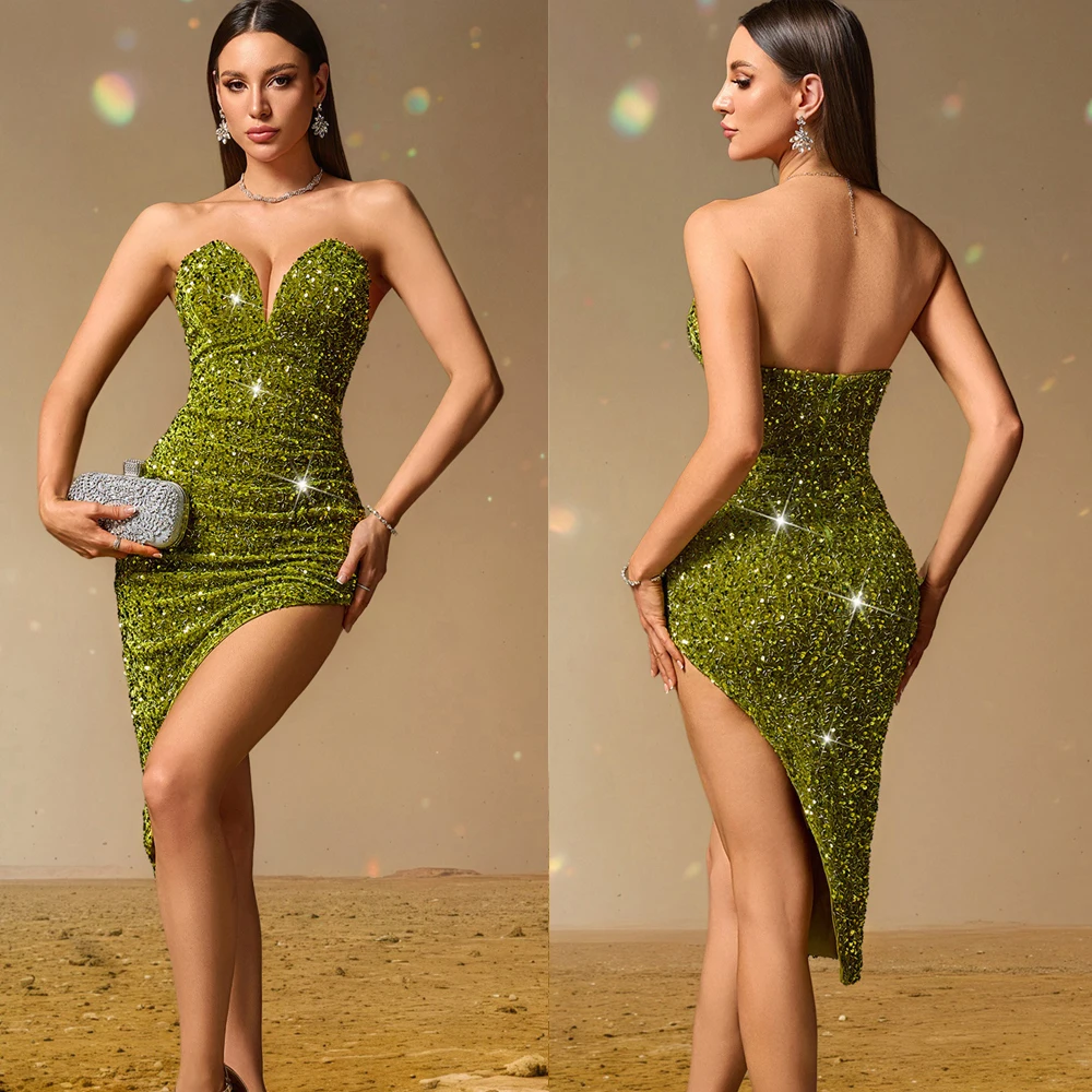 

Elegant Party Dresses Women 2025 Summer Women's Sexy Dresses Sequins Birthday Evening Dress Backless Prom Holiday Dress HXY0233