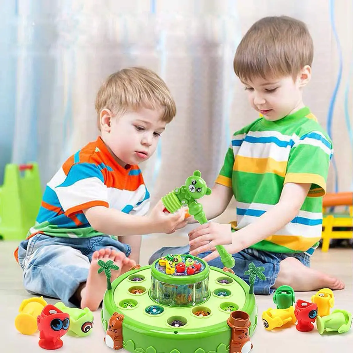 2 in 1 Interactive Whack a Mole Game & Magnetic Fishing Toy for Toddlers-Learning Early Developmental Toy-Fun Gift