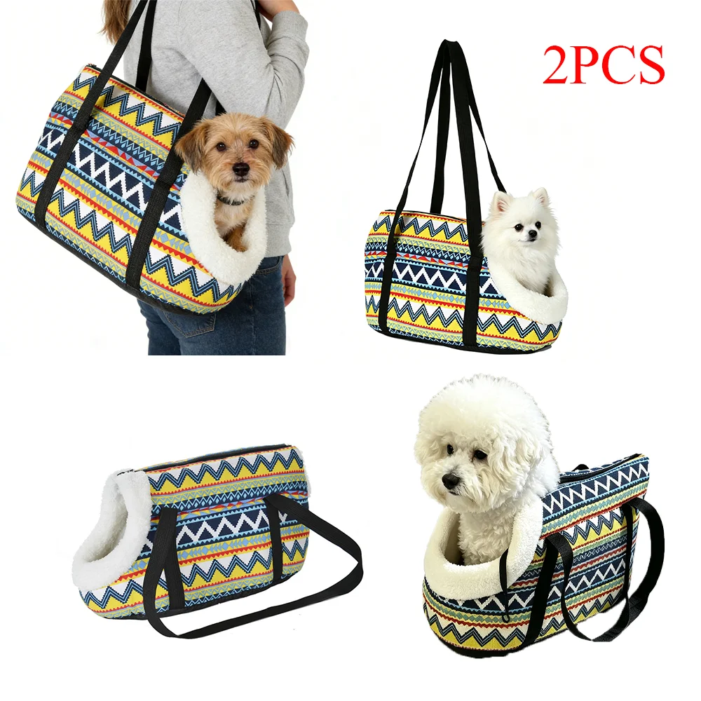 Pet Supplies For Less - กระเป๋าใส่สัตว์เลี้ยงแบบมีเบาะสำหรับสุนัขและแมวตัวเล็ก ป้องกันลมหนาว พกพาสะดวก ลายพิมพ์ลูกสุนัข กระเป๋าเป้สะพายหลังอุ่นสบายสำหรับชิวาวา เท็ดดี้