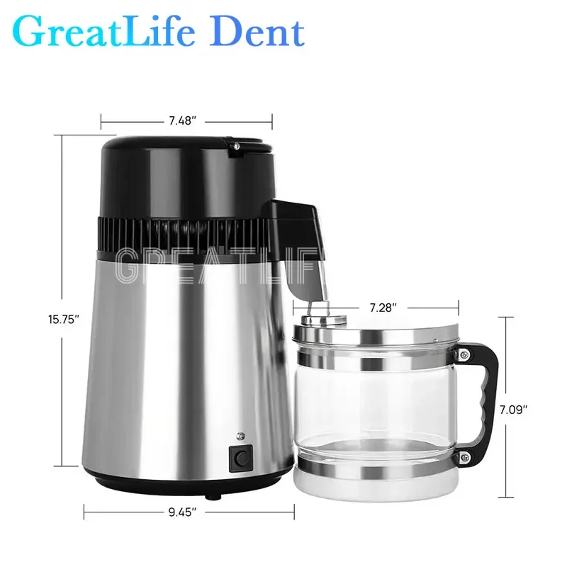 GreatLife Dent ทันตกรรม 4L เครื่องกรองน้ํา Distiller อุปกรณ์สําหรับทันตแพทย์สแตนเลสน้ํากลั่นบริสุทธิ์เครื่อง