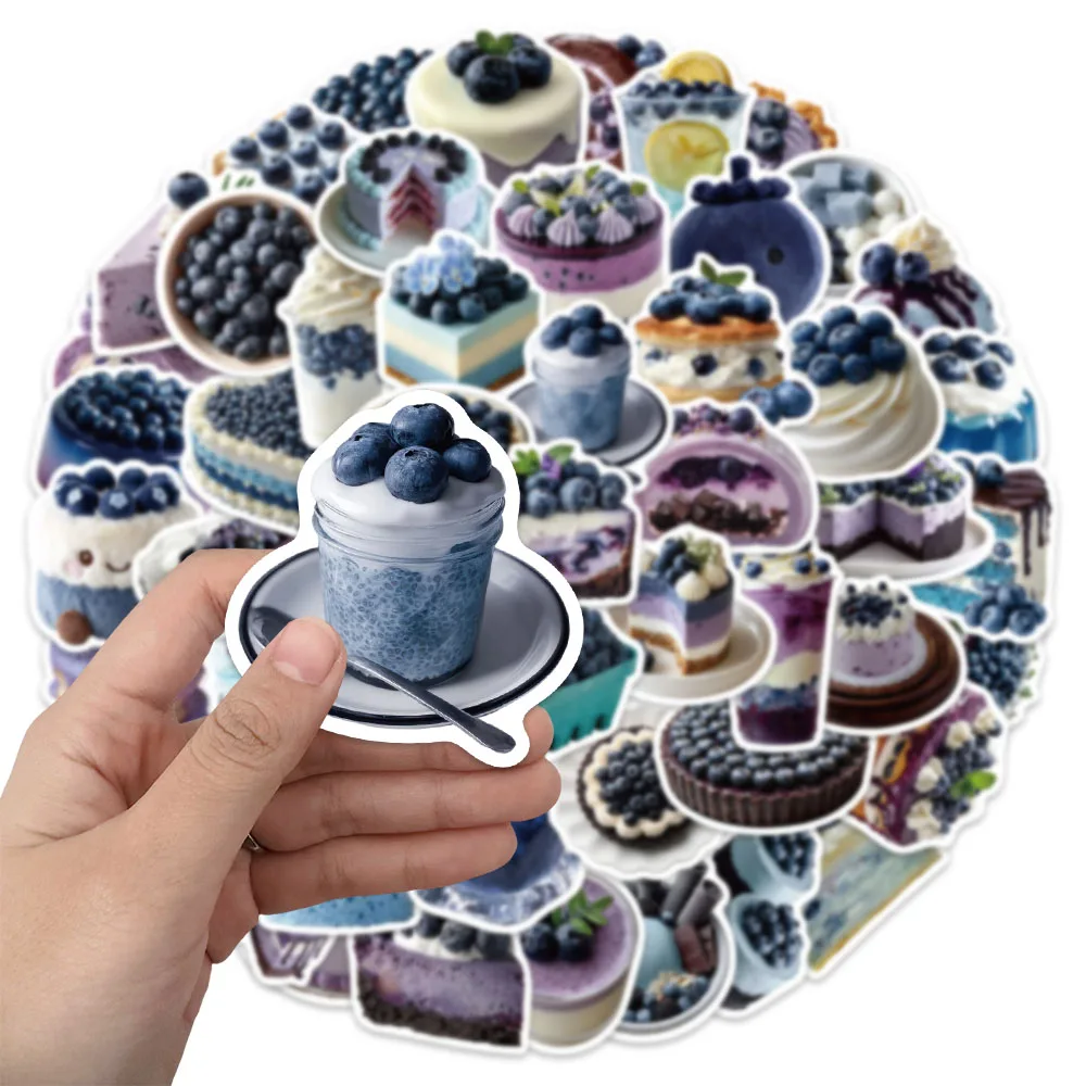 50PCS Cartoon Blueberry Theme Fruit Flavor Decorative Stickers DIY Postcards Notebook Water Cup Waterproof Stickers