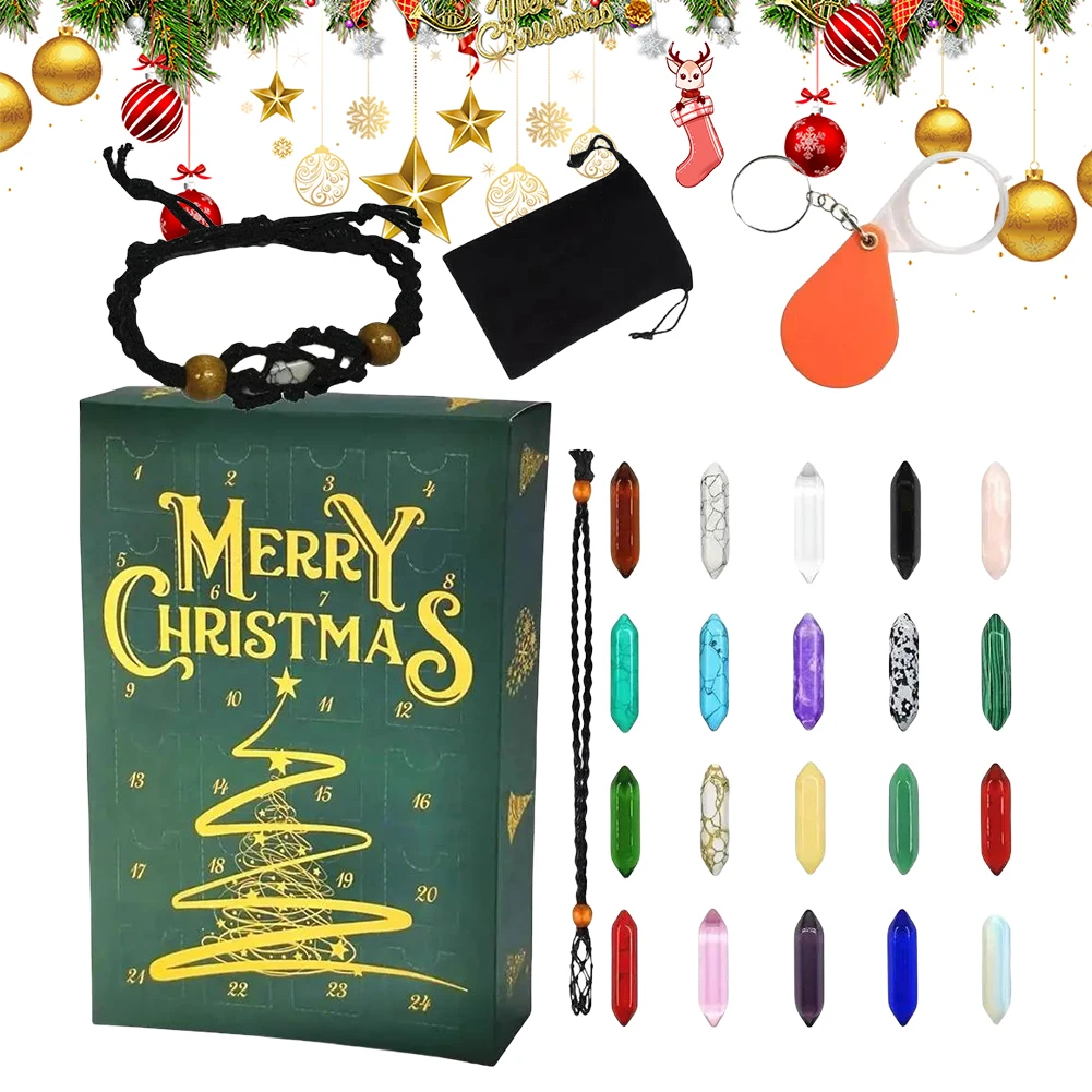 Crystals Advent Calendar 2024 Christmas Advent Calendar Healing Stones Kit Gifts for Girls Boys Kids Adults and Teenagers