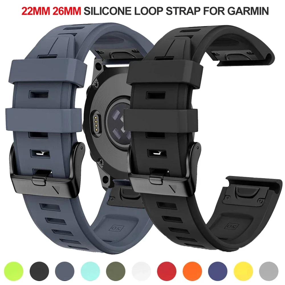 Correa de silicona de 22mm y 26mm para reloj Garmin Fenix 7X 7 Pro Solar/6X 6 Sapphire 5 5X Plus 3 3HR/Epix QuickFit, banda oficial 1:1