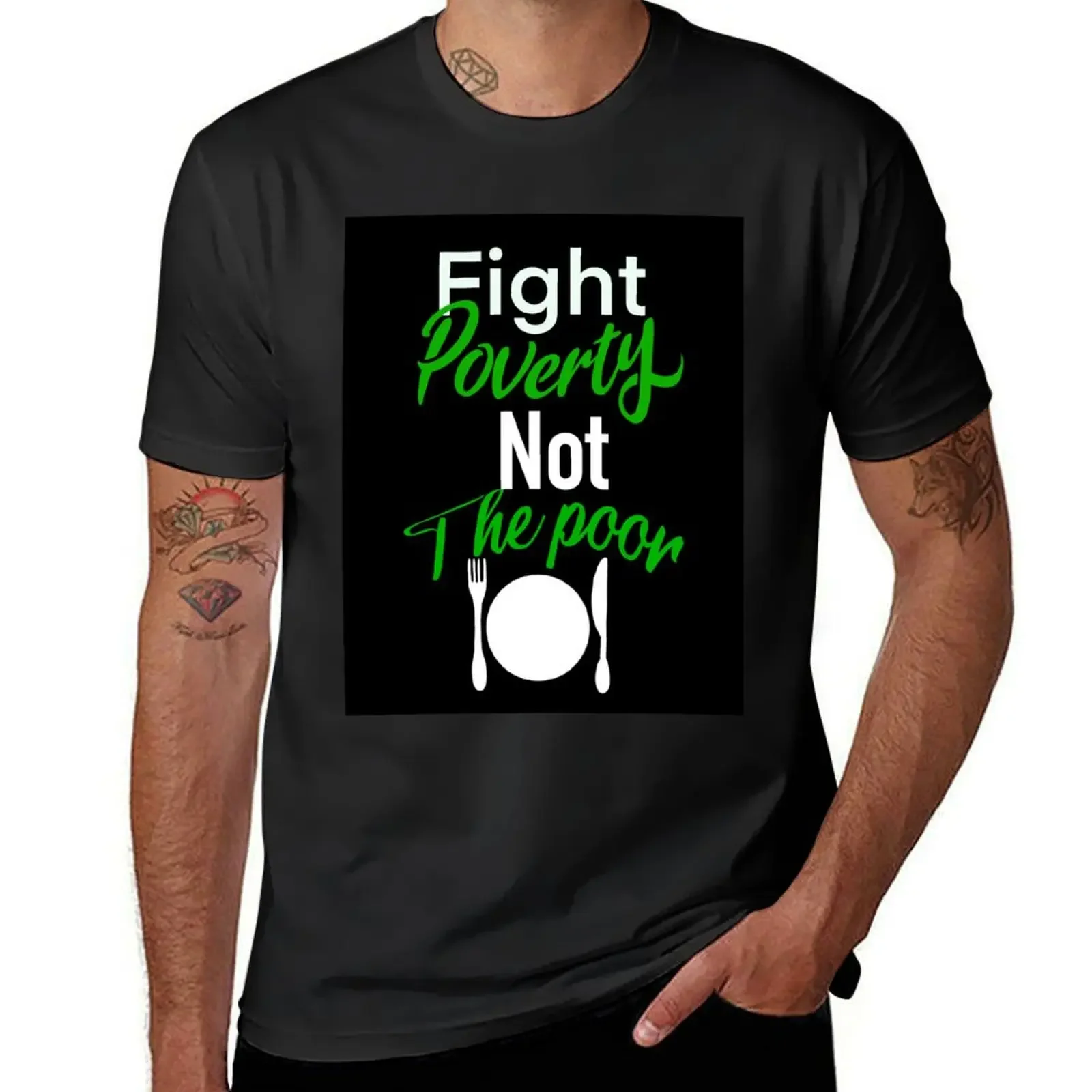 

Fight poverty T-Shirt for a boy sweat anime stuff workout shirts for men