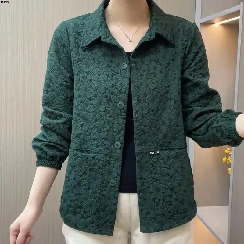 Spring Autumn Women High-end Patchwork Sunflower Outwear Femme Fashion Large Size 5XL Jacket Korean Ladies Long Sleeves Casual C