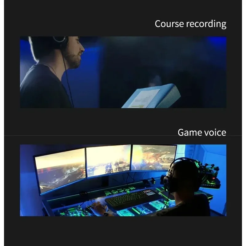 RGB Condenser Microphone with Breathing Light Desktop Mic Stand for Laptop PC Live Streaming Video Conference Online Game