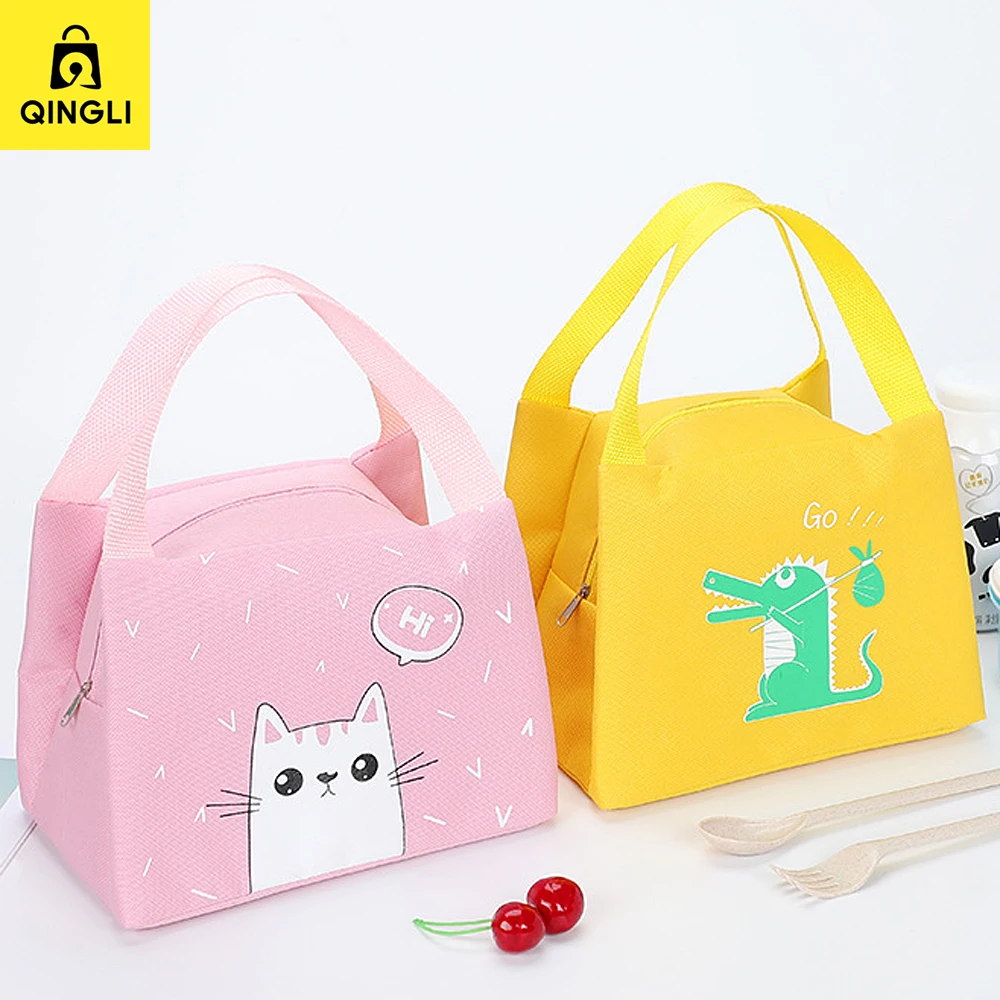 New Cartoon Animal Women's Lunch Bag Waterproof Oxford Cloth Winter Thermal Insulation Portable Bento Box Outdoor Lunch Pouch